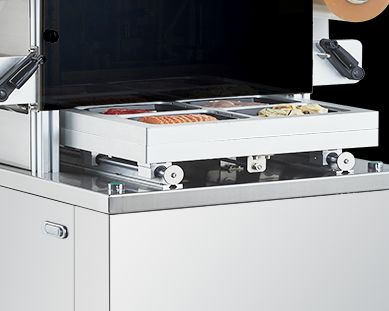 Fully Automatic Vacuum Skin Sealing Machine DQ440VSL with Food Grade 304 Stainless Steel and 6061 Anodized Aluminum Mold for MAP Packaging