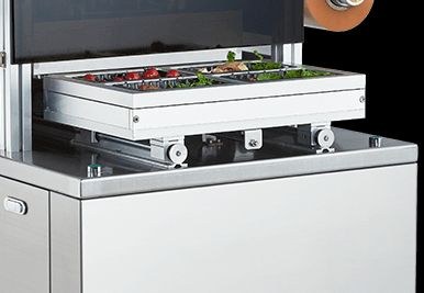 Fully Automatic Tray Sealer DQ480L-V with Food Grade 304 Stainless Steel and 6061 Anodized Aluminum Mold for Vacuum Displacement Packaging