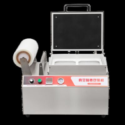 Handbedienbare Vakuum-Skinverpackungsmaschine DQ300VST mit lebensmittelechtem Edelstahl 304 und eloxiertem Aluminium-Formteil 6061 für Schnellrestaurant-Schalenversiegelung