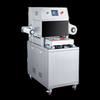 Automatischer vertikaler Tray-Siegelgerät DQ305L-V mit Edelstahl für Lebensmittel und 6061 anodierter Aluminiumform für Vakuumverpackungen