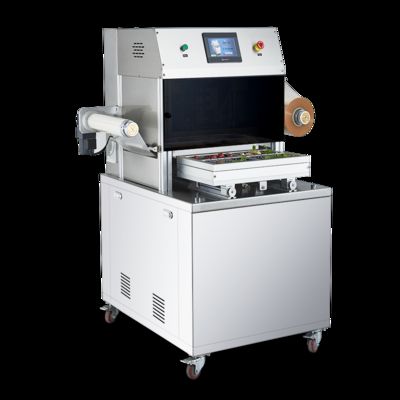 Vollautomatische modifizierte Atmosphäre Schalenversiegelungsmaschine DQ370L-E mit lebensmittelechtem Edelstahl 304 und eloxiertem Aluminiumwerkzeug 6061