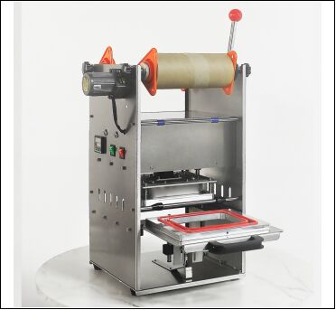Elektrische halbautomatische manuelle Milch-Tee-Siegelmaschine mit Lebensmittelqualität Edelstahl-Körper und 6061 anodisierte Aluminium-Form