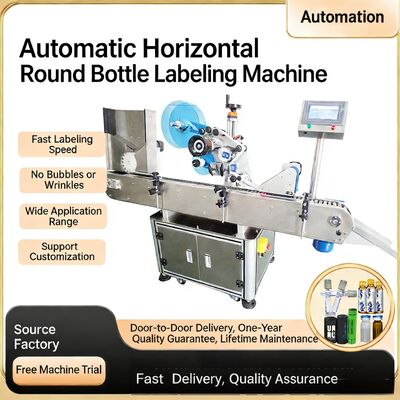 Full Automatic Horizontal Round Bottle Labeling Machine CH-305 for Plastic and Glasses Bottles