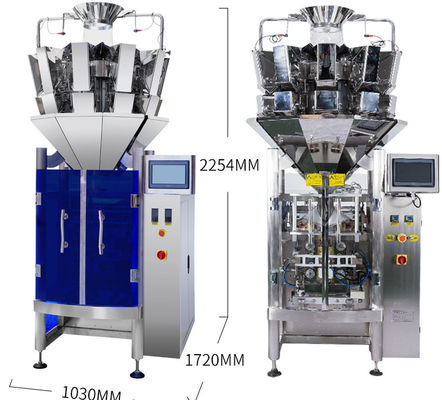 VFFS Vertical Form Fill Seal Packing Machine 304SS Multi Head Weigher